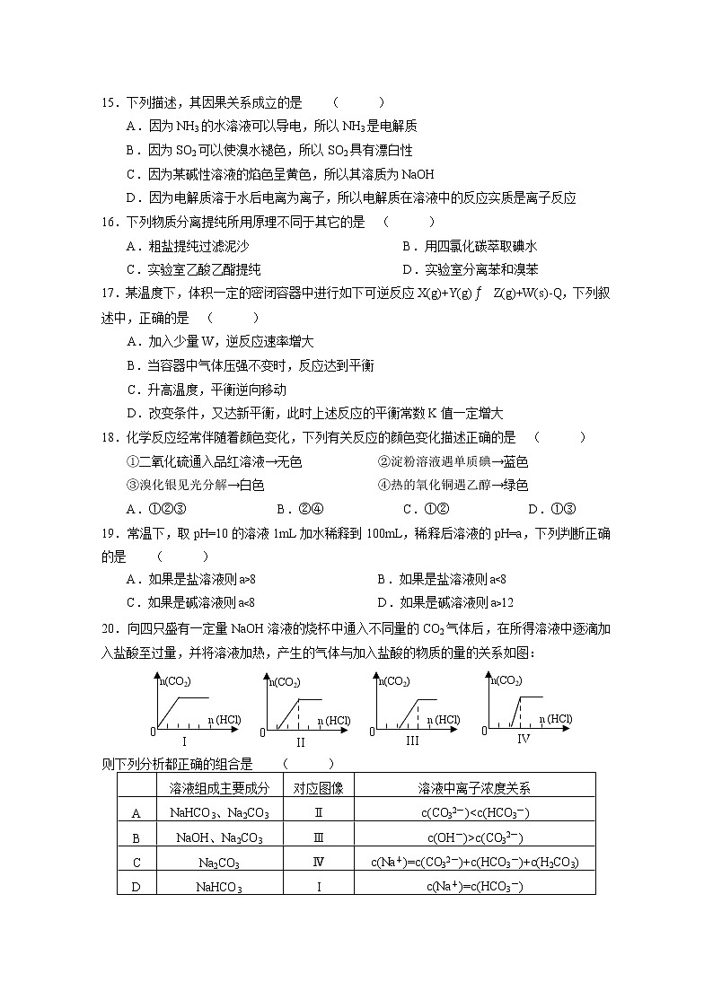 2020届上海市黄浦区高三化学模拟卷03
