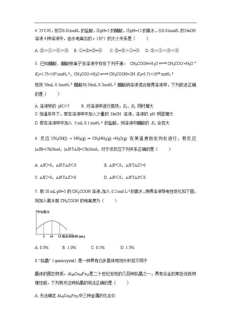 山东省临沂市罗庄区2019-2020学年高二上学期期末考试化学试题02