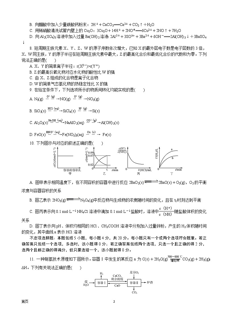 2020届江苏省扬州市高三第二次模拟考试（5月）化学02