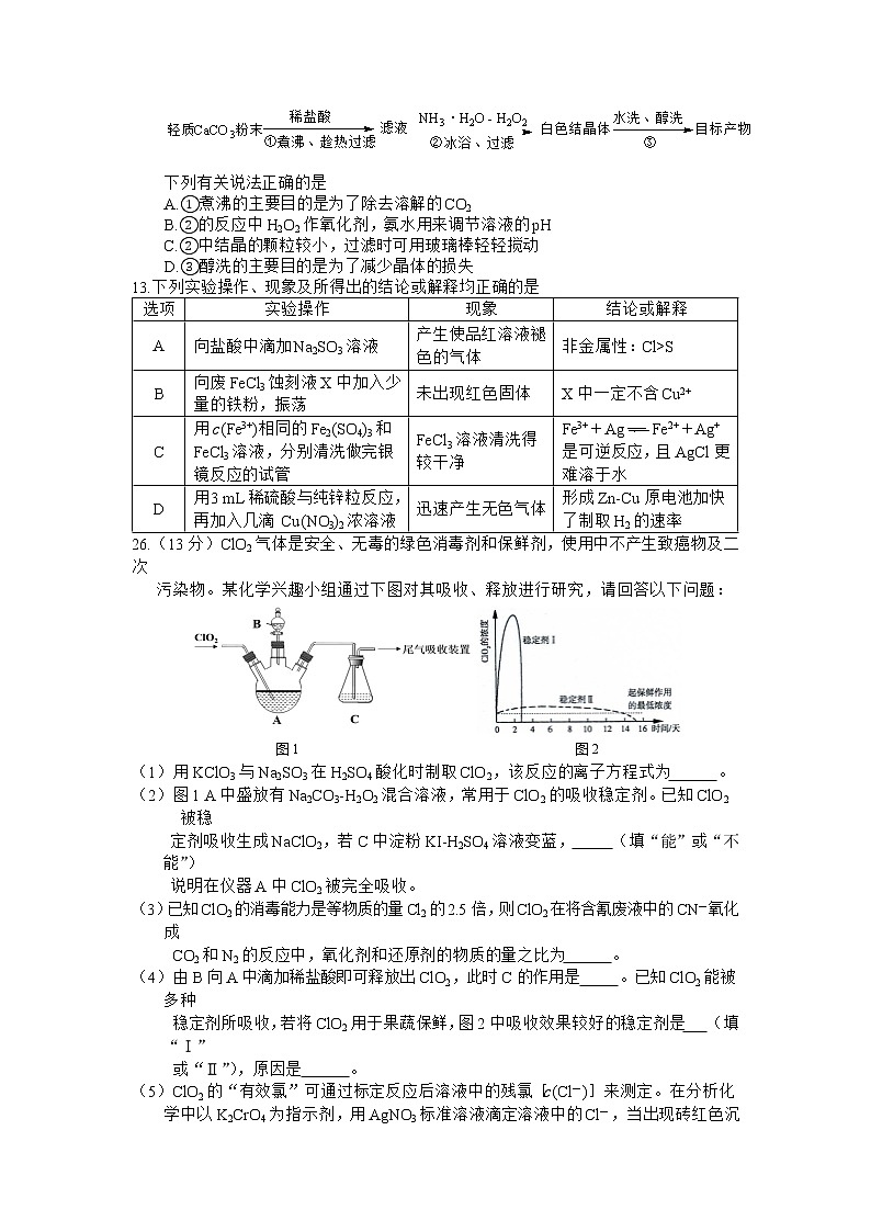 安徽省合肥一中、马鞍山二中等六校2019届高三第二次联考理科综合化学试题含答案(1)02