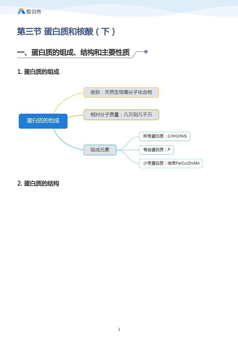 第4章 第三节 蛋白质和核酸（下）教案 学生版01