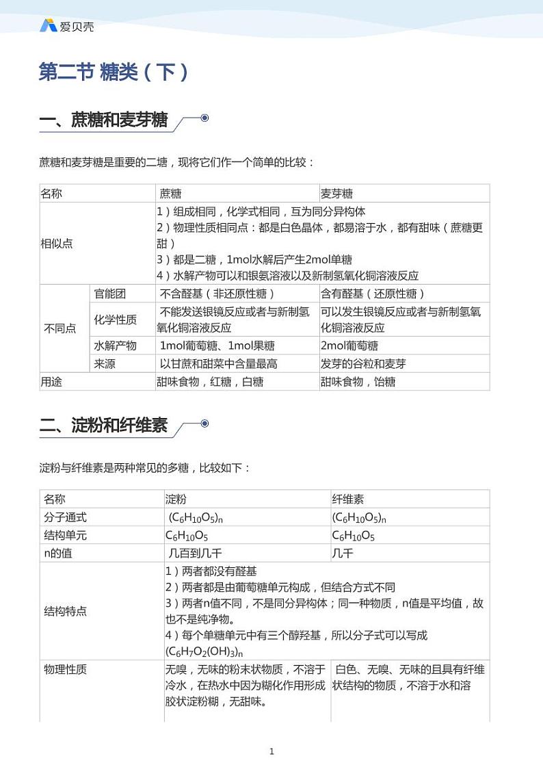 第4章第二节 糖类（下）教案 教师版01