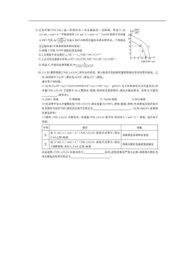 宁夏银川市第二中学2020届高三下学期统练化学（七）（图片版）02