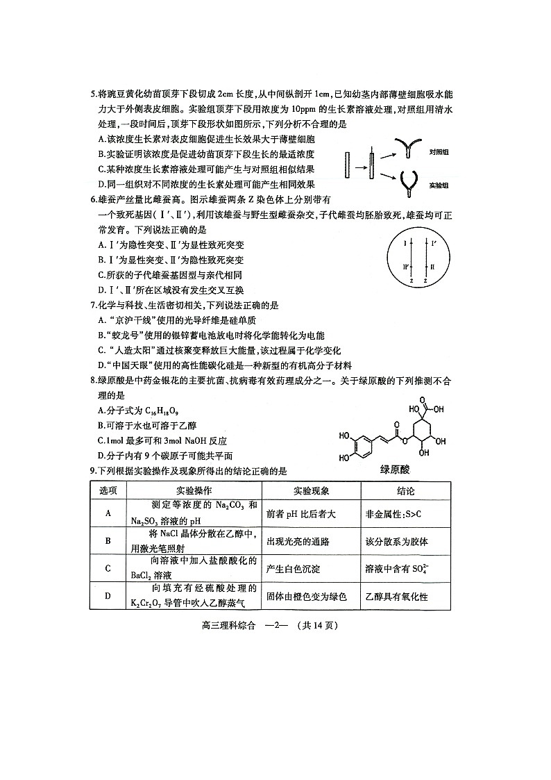 理科综合试题第2页