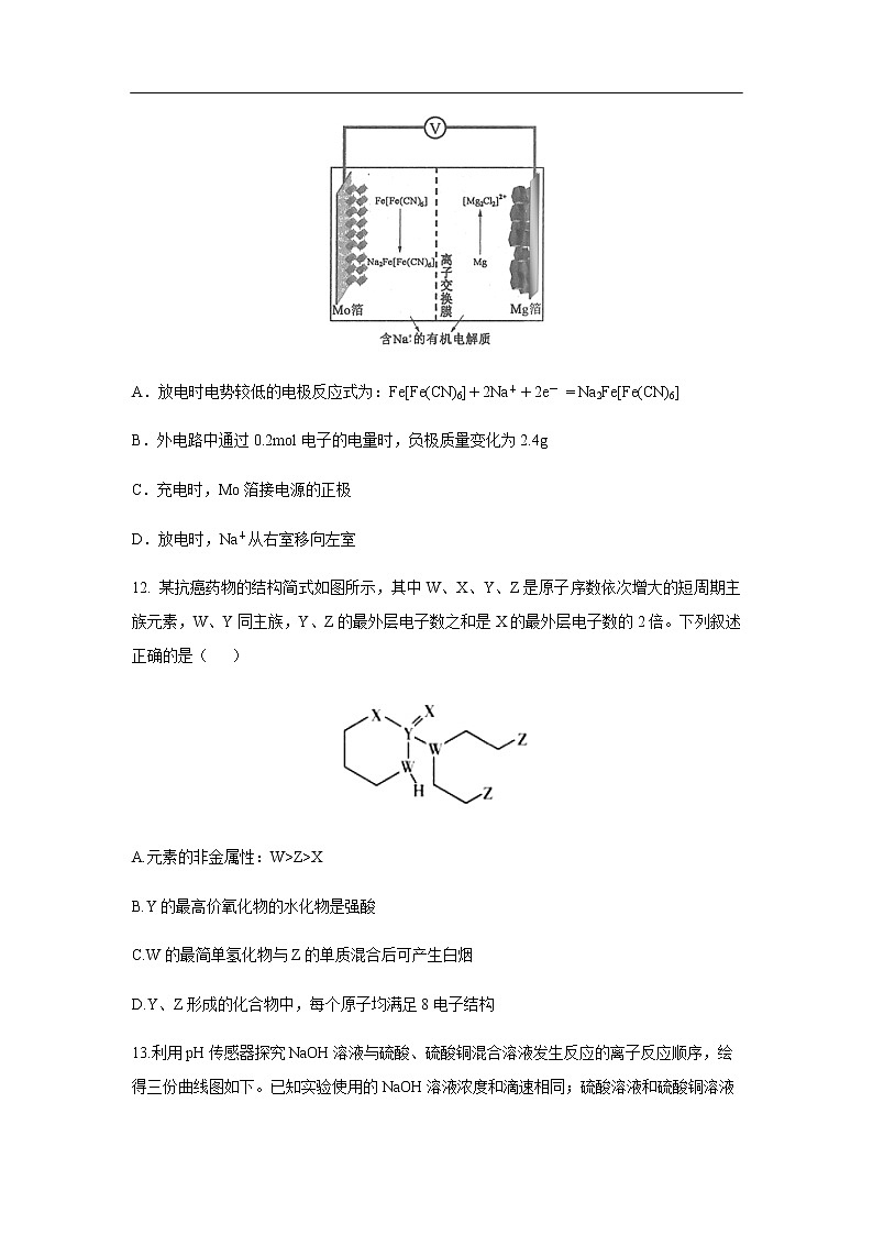 福建省福州市2020届高三下学期3月高考适应性测试化学（线上）03