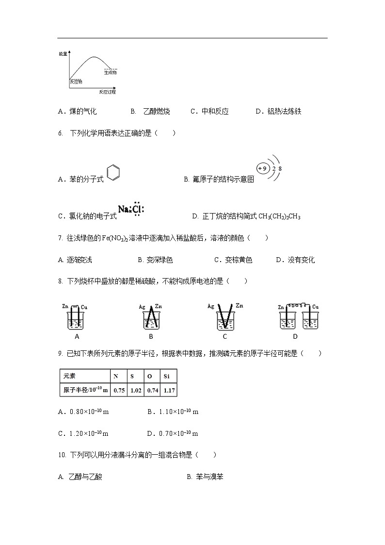 重庆市大足区2018-2019学年高一下学期期末考试化学试题化学02
