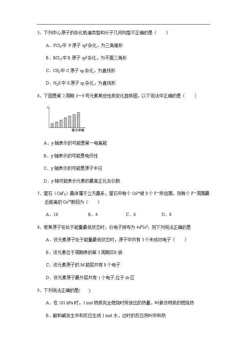 四川省三台中学实验学校2019-2020学年高二上学期9月月考化学试化学题化学02