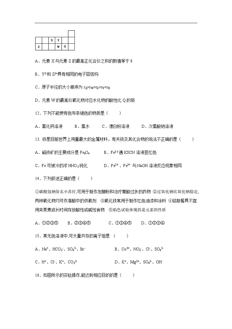 辽宁省丹东市2019-2020学年高一上学期期末质量监测试题化学03