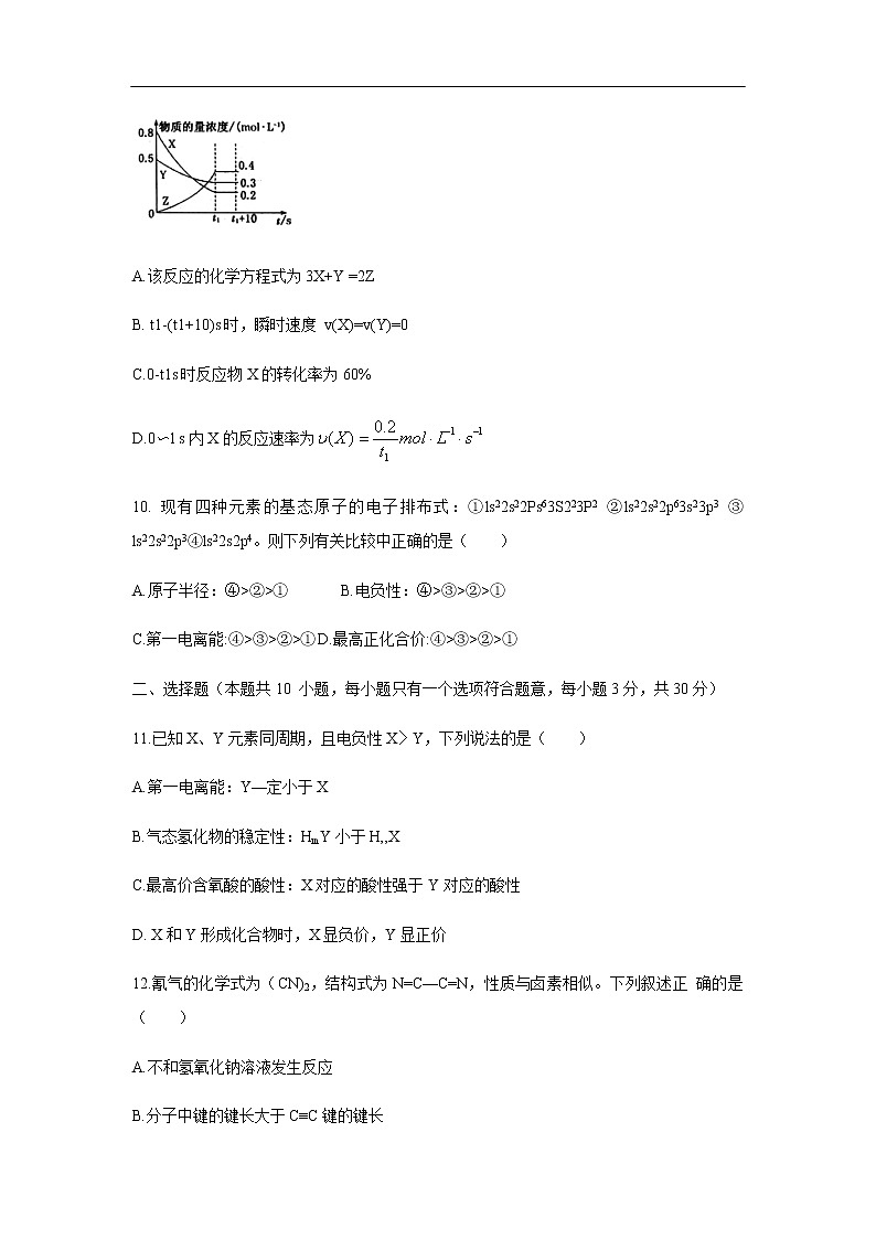 河南省洛阳市2019-2020学年高二上学期期末考试化学试题化学03