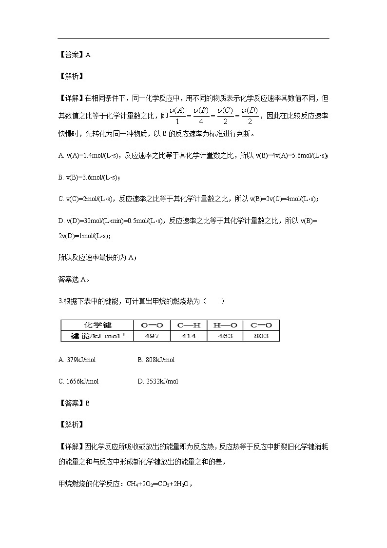 江西省上饶市“山江湖”协作体2019-2020学年高二（自主班）上学期第一次联考试化学题（解析版）02