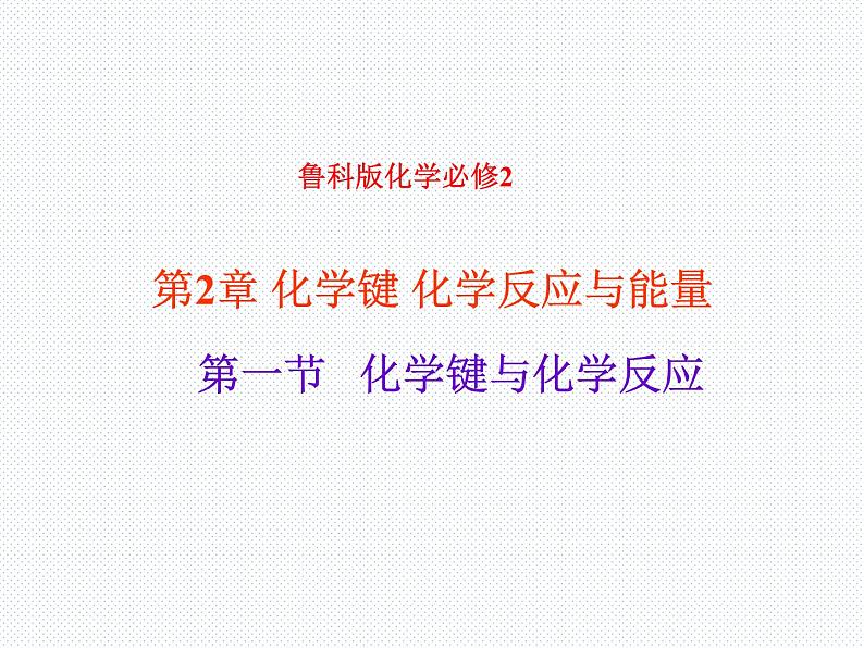 鲁科版高一化学必修二 2.1《化学键与化学反应》课件01