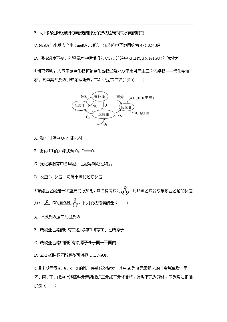 山东省青岛市西海岸新区（黄岛区）2019-2020学年高三4月模拟考试化学02