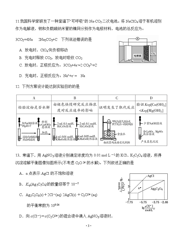 宁夏石嘴山市第三中学2020届高三第三次模拟考试 化学03