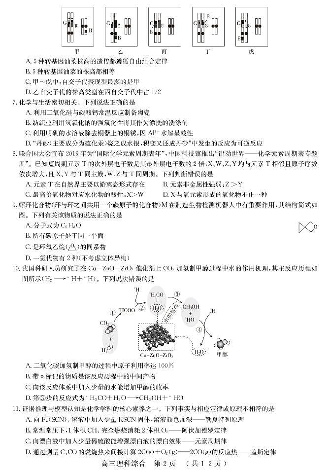 2020届-河南省六市重点高中-高三年级3月联合检测理科综合试题(pdf)02