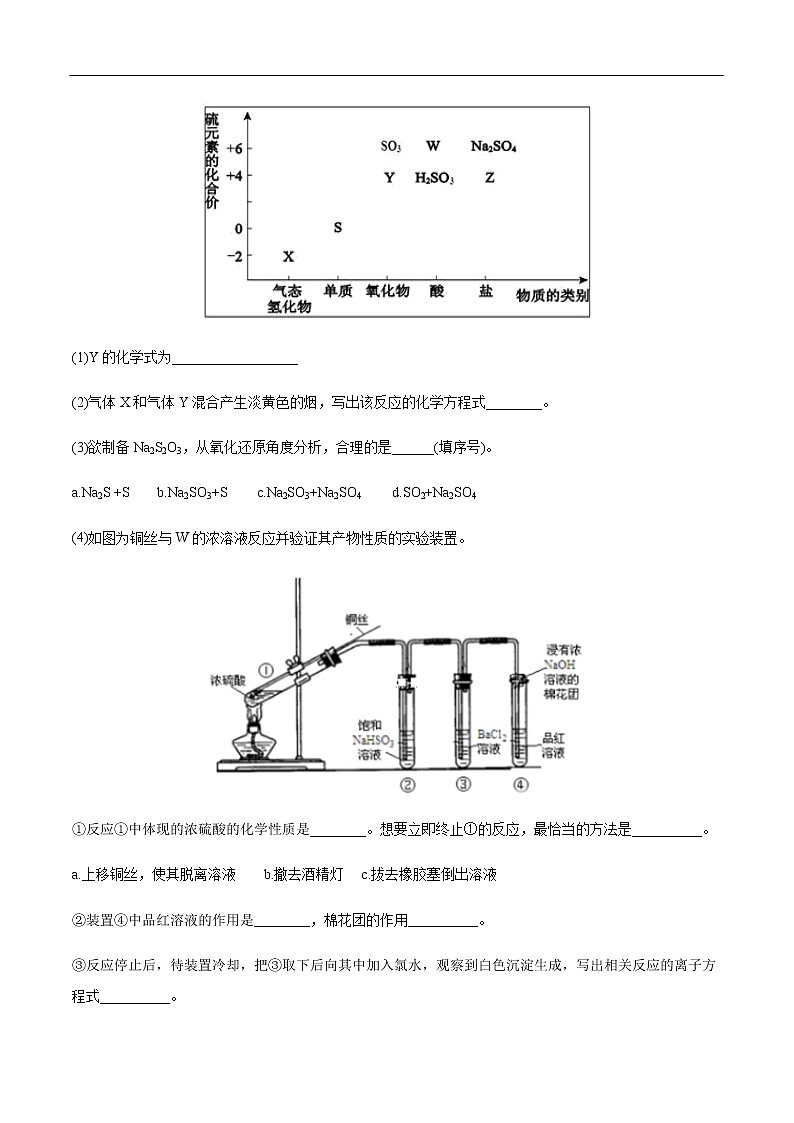 重难点01 硫及其化合物之间的转化-2019-2020学年高一化学重难点探究（人教版2019必修第二册） 试卷03