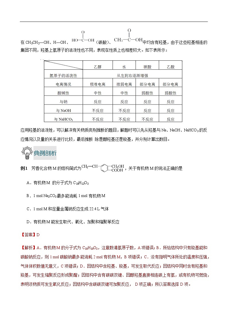 重难点11 乙醇、水、碳酸、乙酸中羟基性质比较-2019-2020学年高一化学重难点探究（人教版必修二） 试卷02