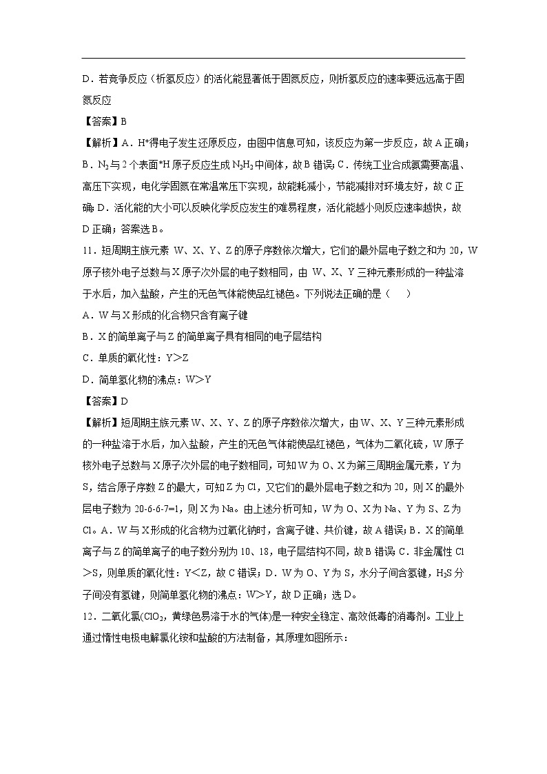 湖北名校联盟2020年考前提分仿真卷化学（七）（解析版）03