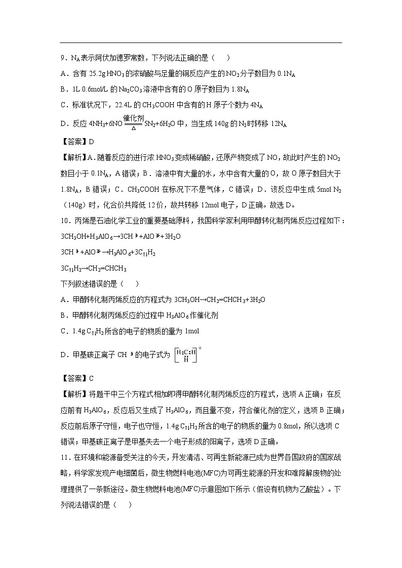 湖北名校联盟2020年考前提分仿真卷化学（十）（解析版）第2页
