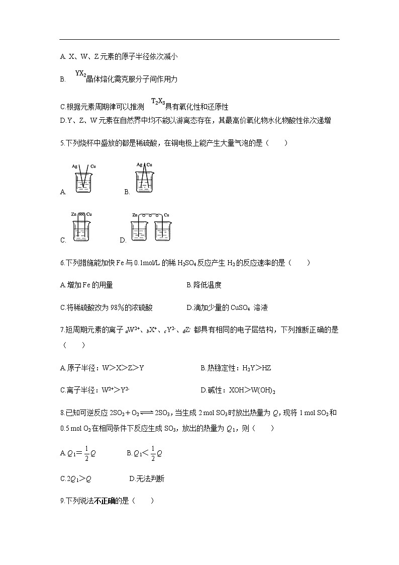 浙江省宁波市北仑中学2019-2020学年高一下学期期中考试化学（2-10班）试题化学02