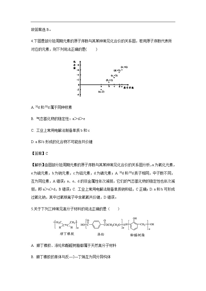 北京市首都师范大学附属中学2020届高三北京学校联考化学（解析版） 试卷03