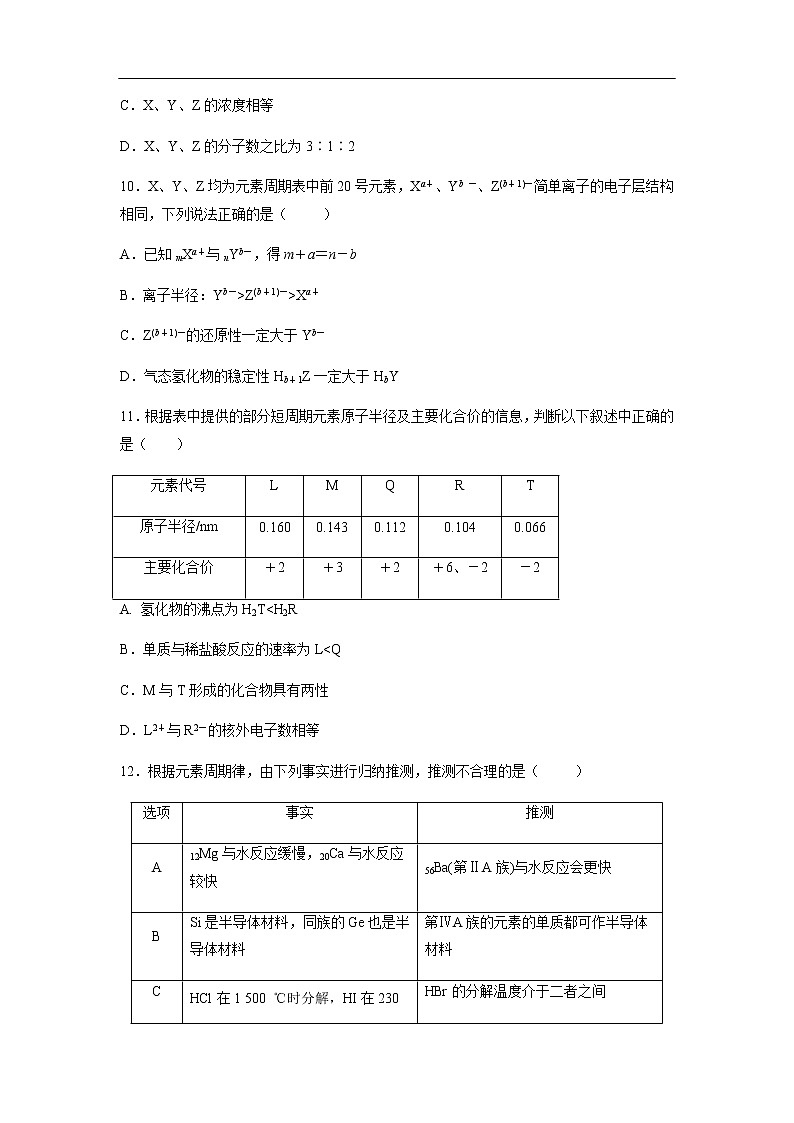 山西省长治市潞城市第四中学2019-2020学年高一下学期第一次质量检测试化学卷化学03