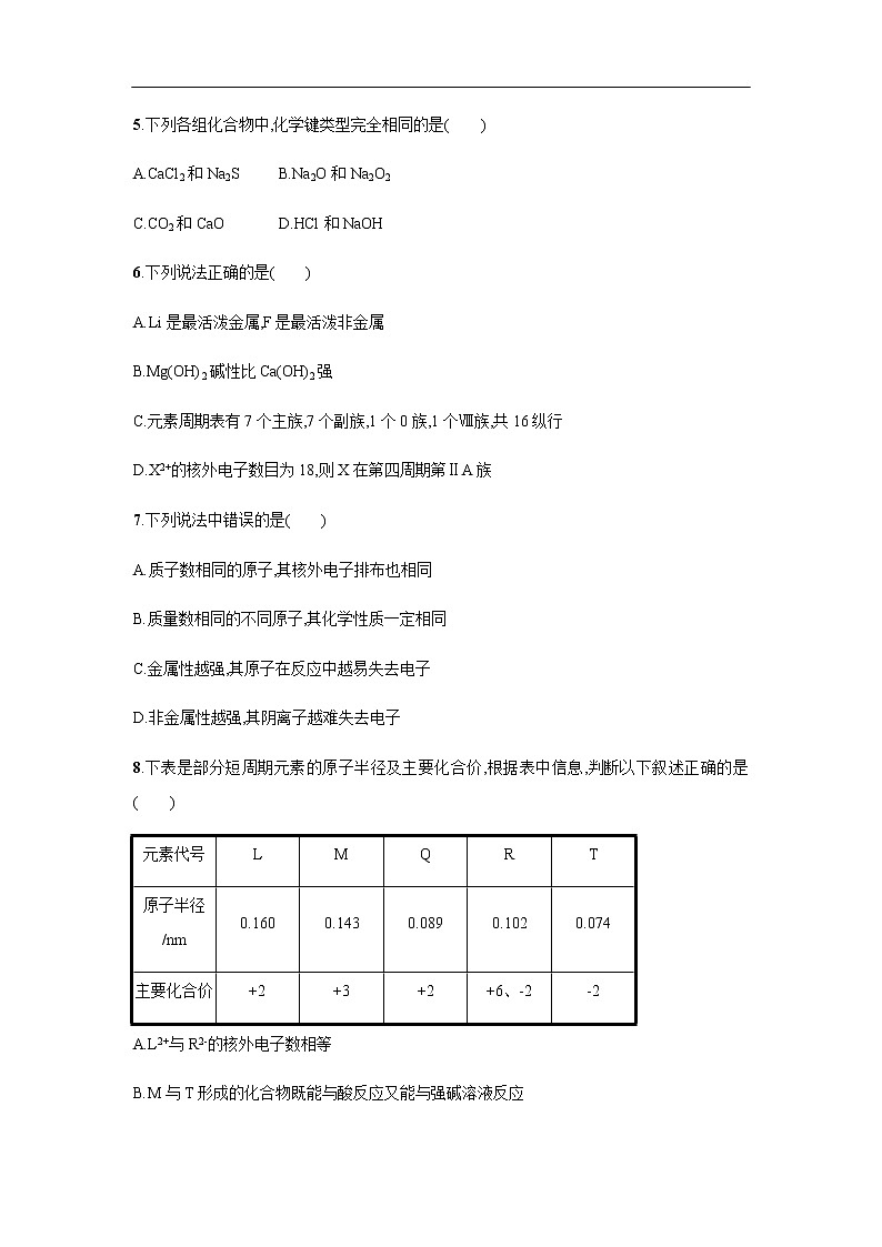 山西省晋中市和诚中学2019-2020学年高一下学期化学周练三02