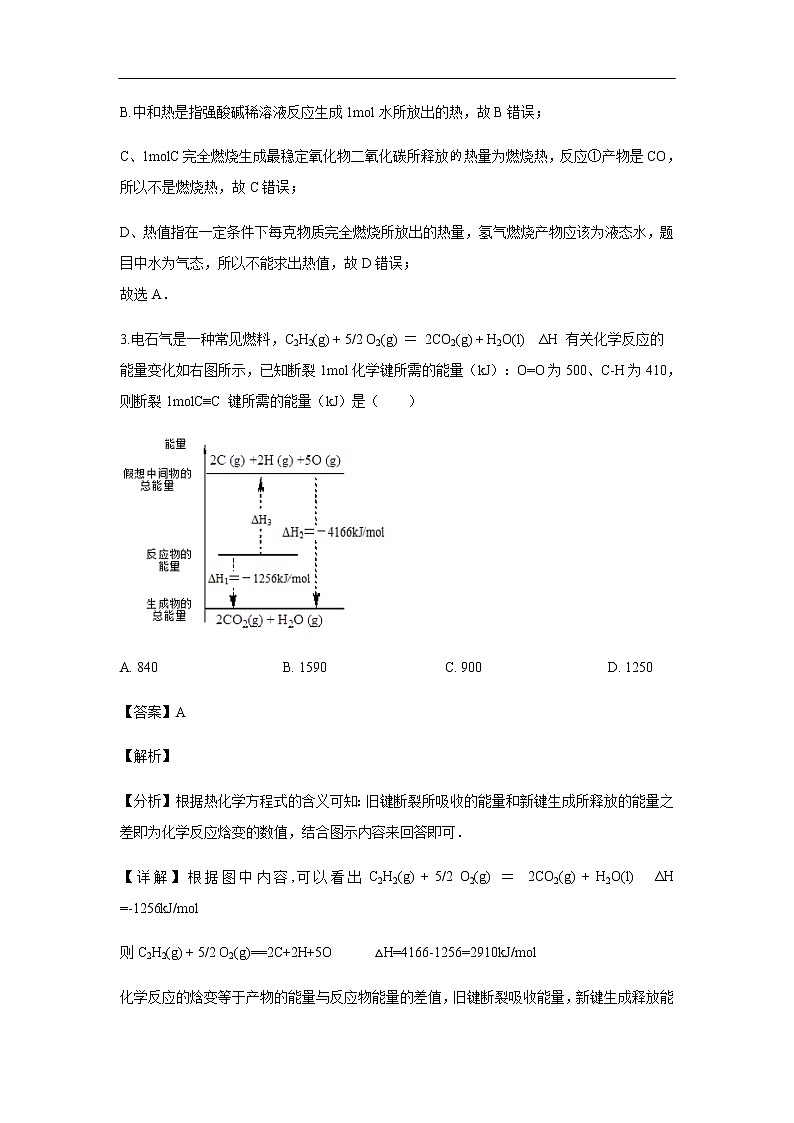 安徽省师范大学附中2019-2020学年高二上学期期中考试化学试题化学（解析版）03