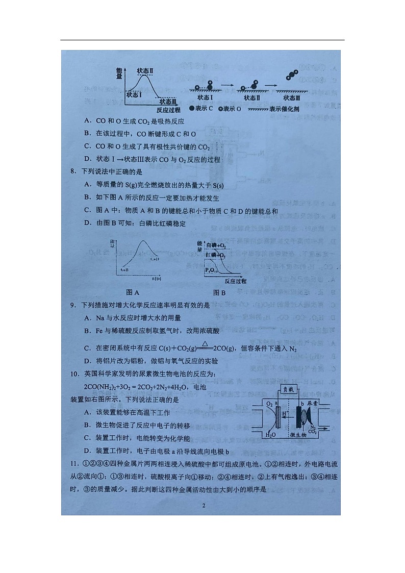 江苏省泰州中学2019-2020学年高一空中课堂效果检测（4月）试题化学（扫描版）02