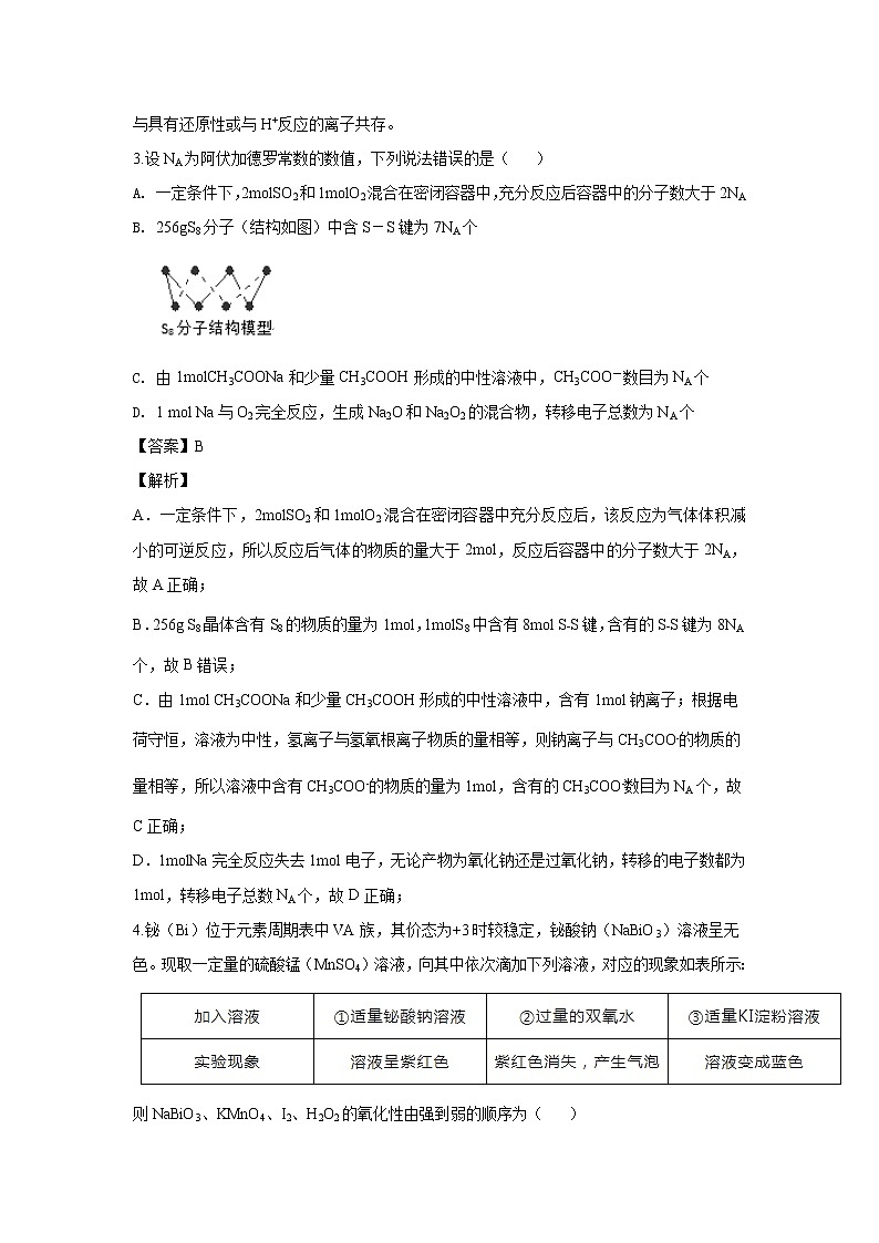 2018-2019学年河北省武邑中学高二下学期第一次月考化学试题 解析版第2页