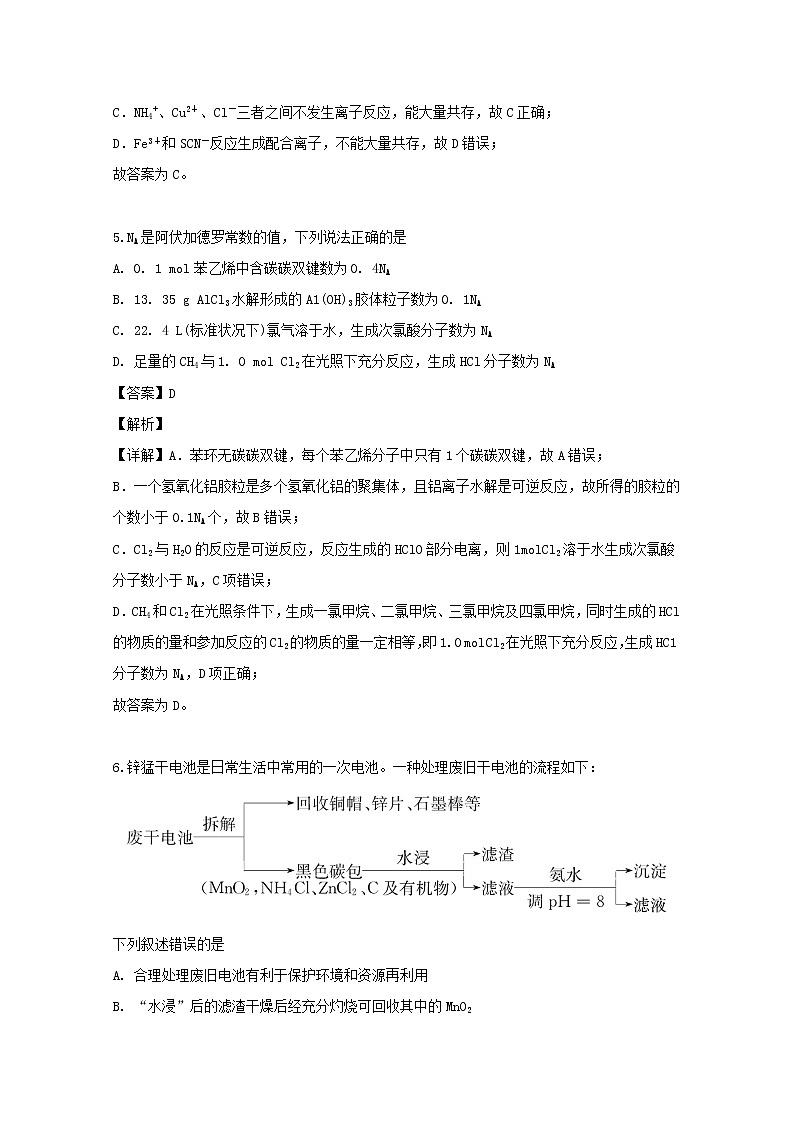 2018-2019学年山西省忻州市第一中学高二下学期第三次月考化学试题 解析版03