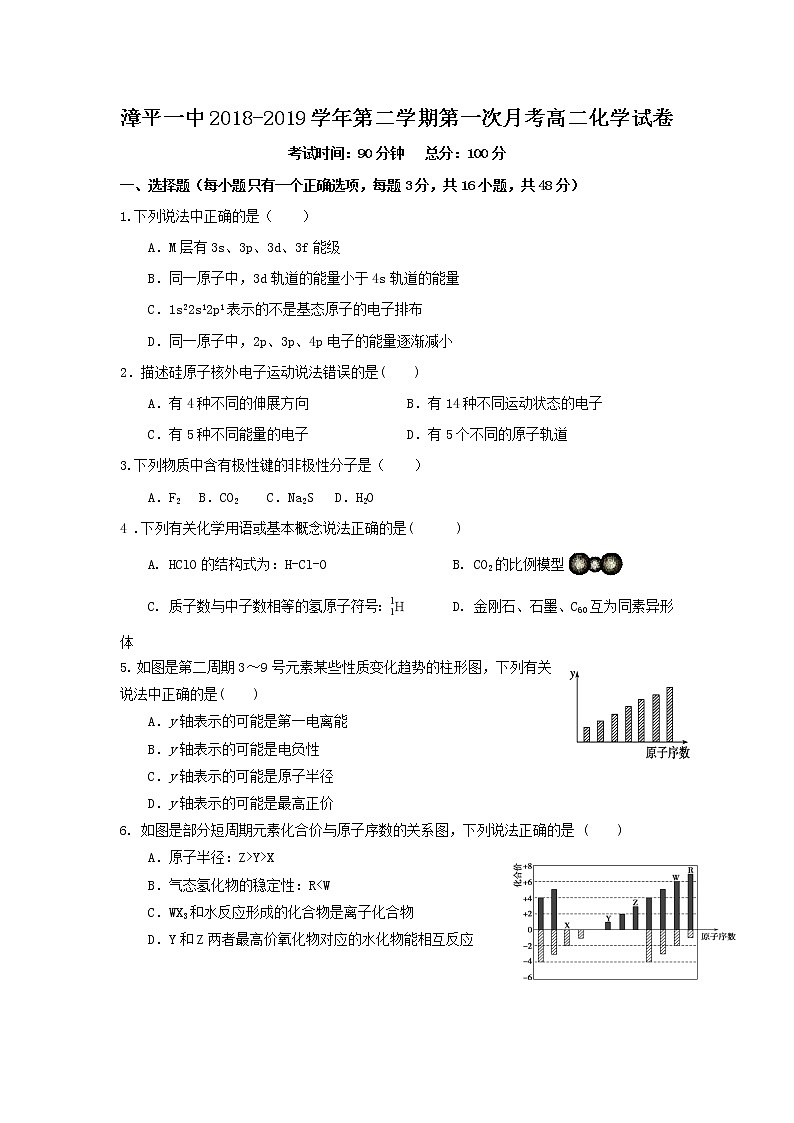 2018-2019学年福建省漳平市第一中学高二下学期第一次月考化学试题 Word版01
