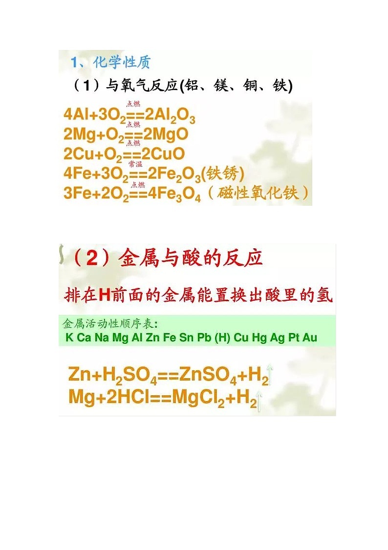 江苏高考化学复习 化学必修1金属的化学性质，赶紧收藏！ 学案02