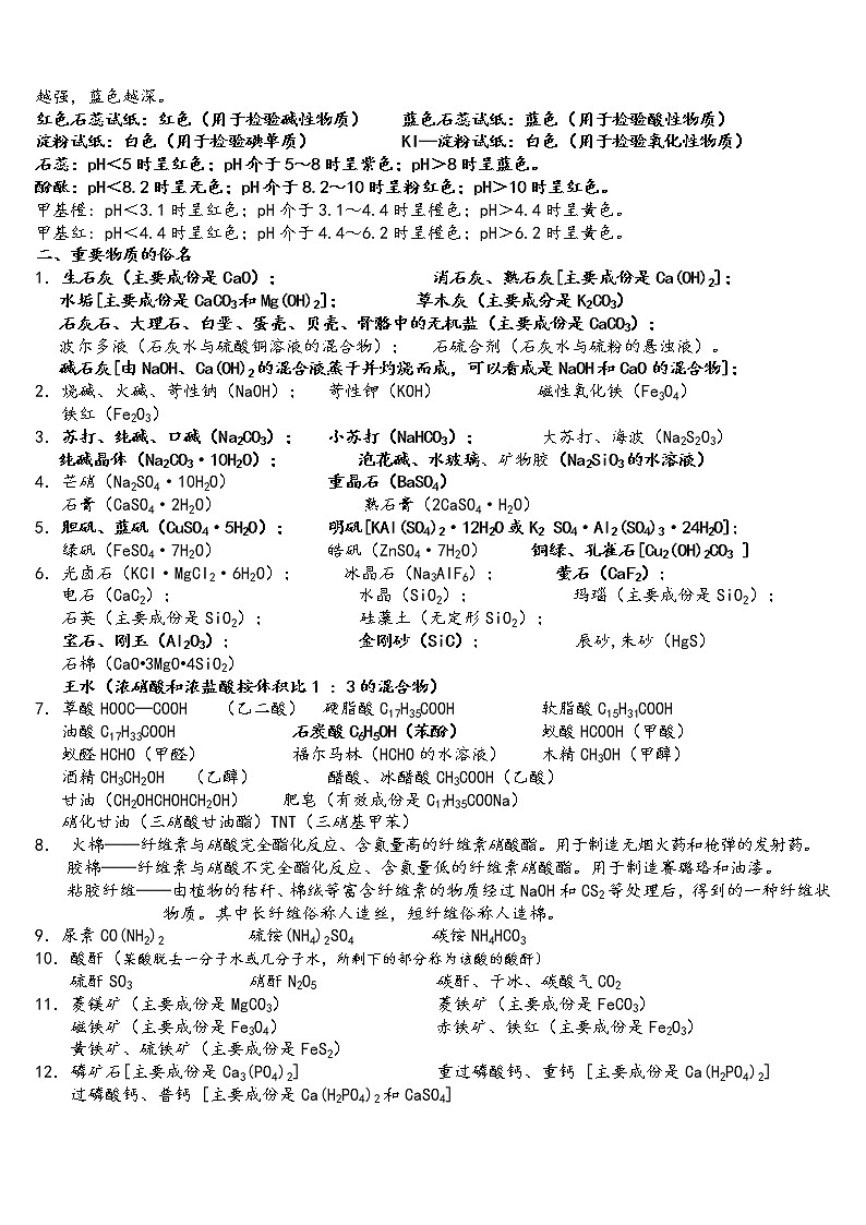 高中化学物质颜色、俗名、用途及常见反应现象第2页