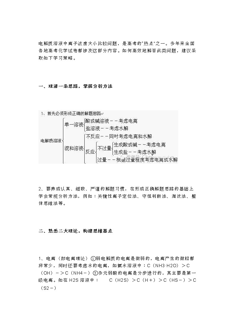 高考化学-离子浓度大小比较基本策略第1页