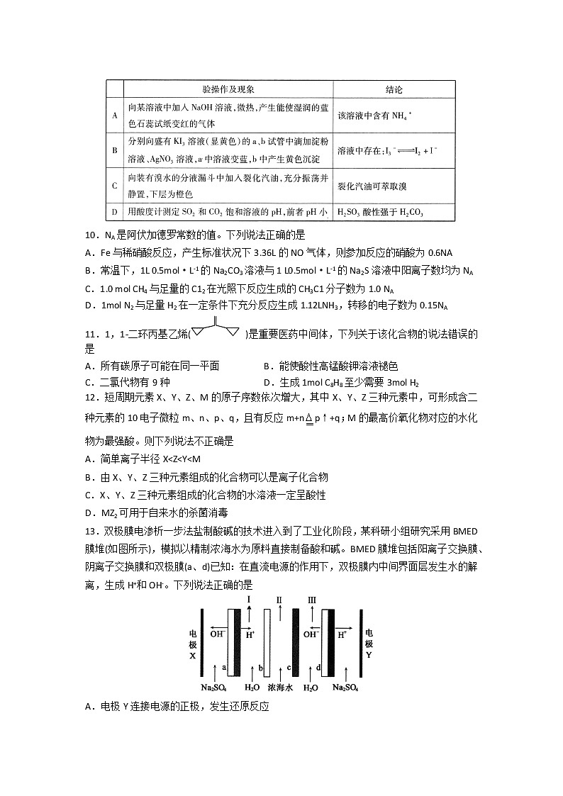 2019届山东济宁高三第一次模拟考试 化学02