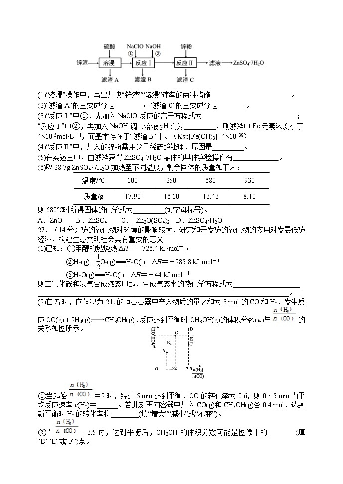 黑龙江省哈尔滨市第一中学2020年高三6月第一次模拟考试理综化学试题   word03