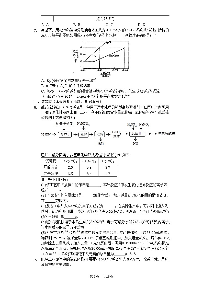 2020年四川省雅安市高考化学三诊试卷02