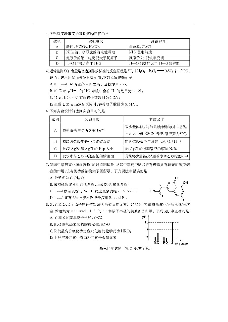 山东省德州市2020届高三第一次（4月）模拟考试化学（图片版）02