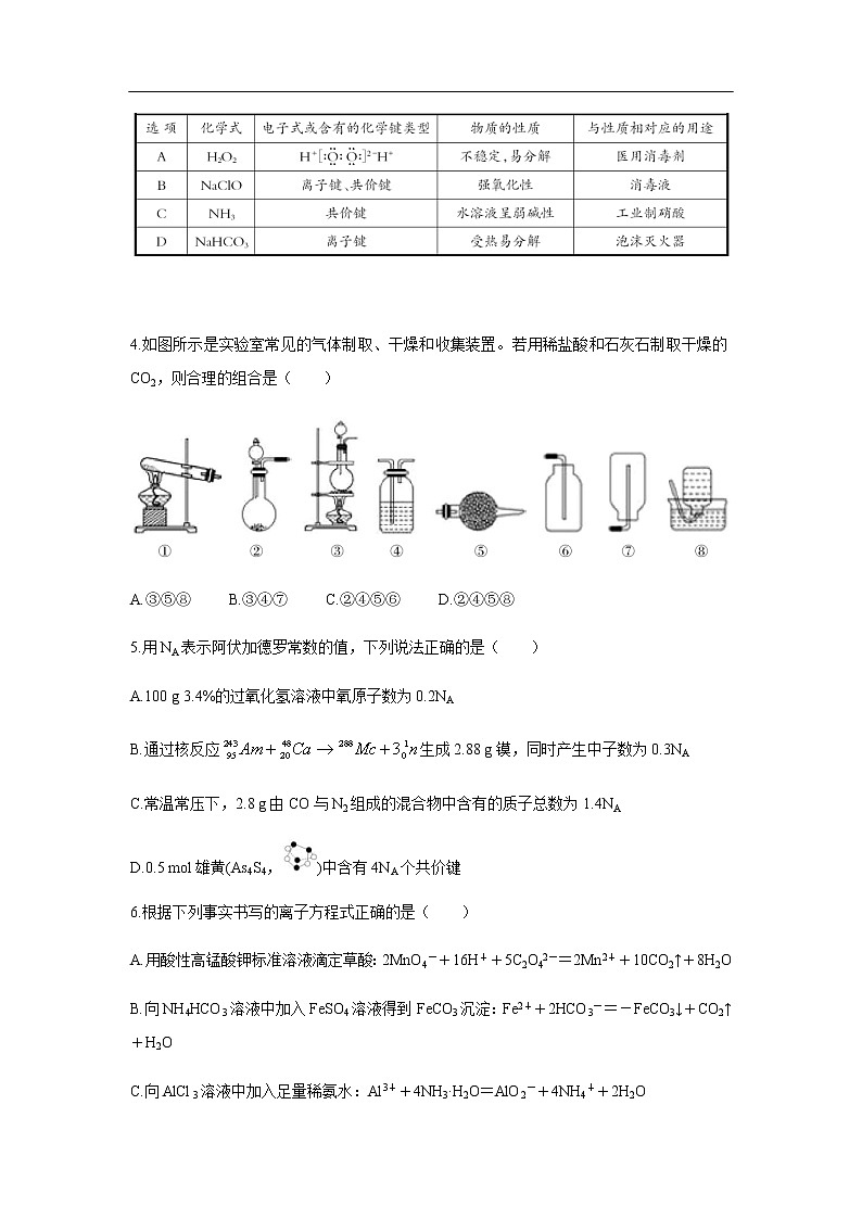 山西省吕梁市2020届高三第一次模拟考试化学02
