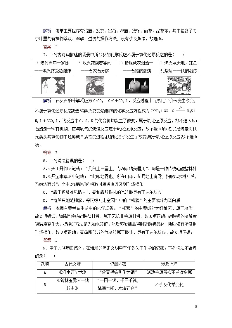 2020高考化学高频热点1化学与传统文化增分练（含解析）03