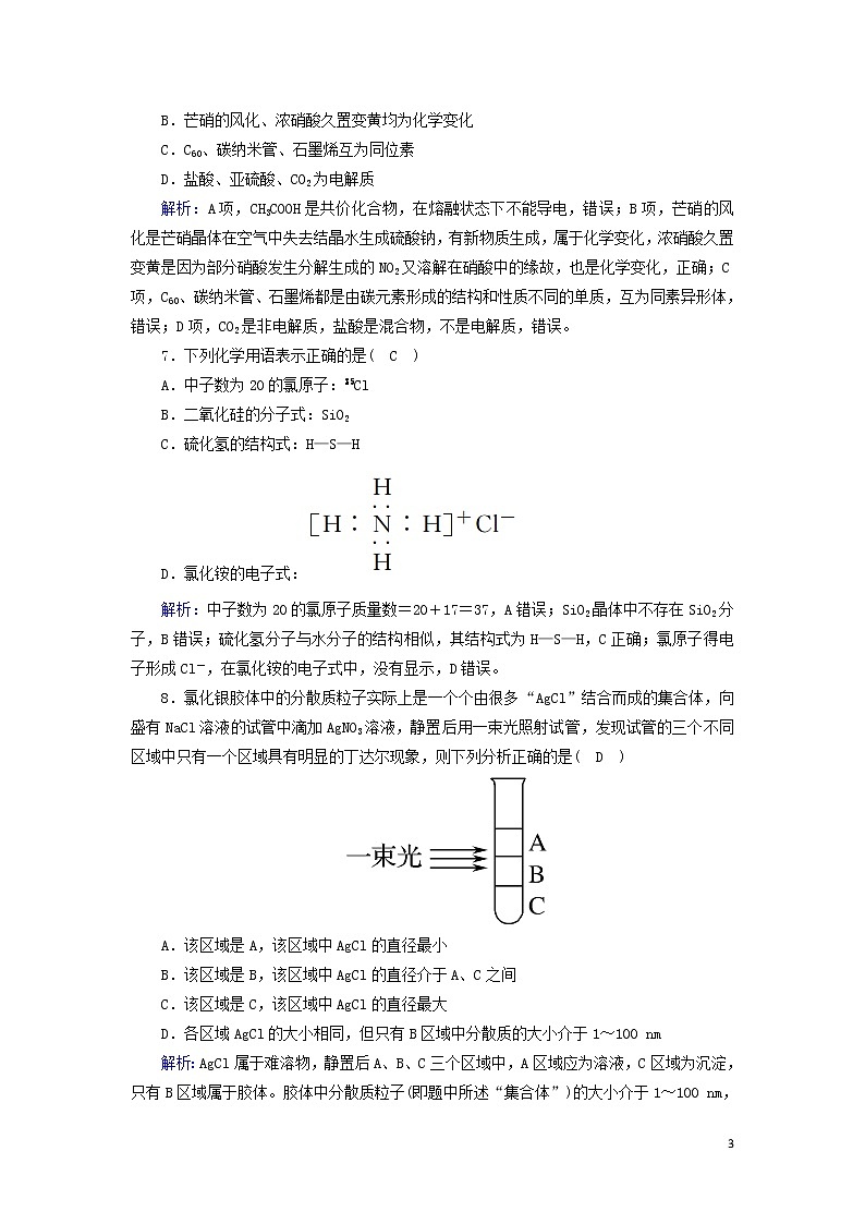 2020高考化学二轮复习能力提升训练1物质的组成、性质和分类、化学用语（含解析）03