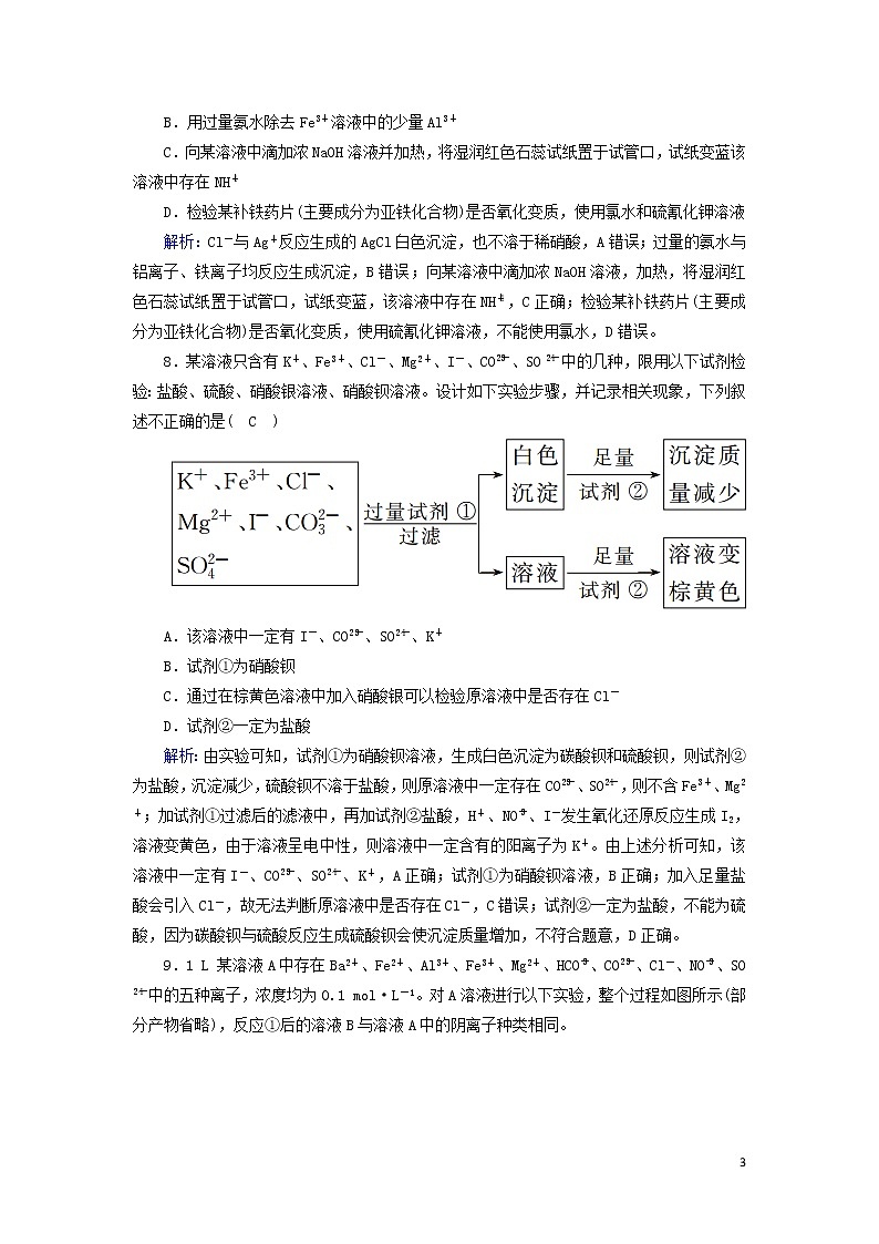2020高考化学二轮复习能力提升训练3离子反应（含解析）03