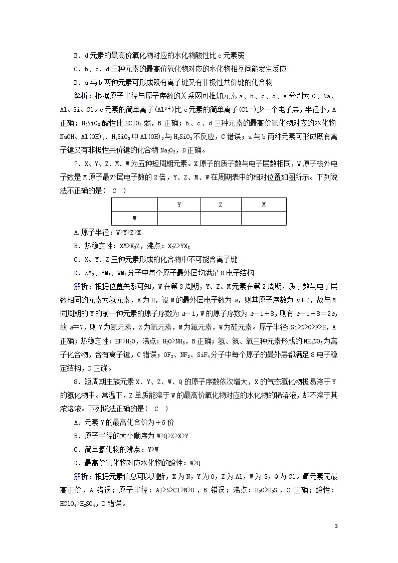 2020高考化学二轮复习能力提升训练5物质结构与元素周期律（含解析）03