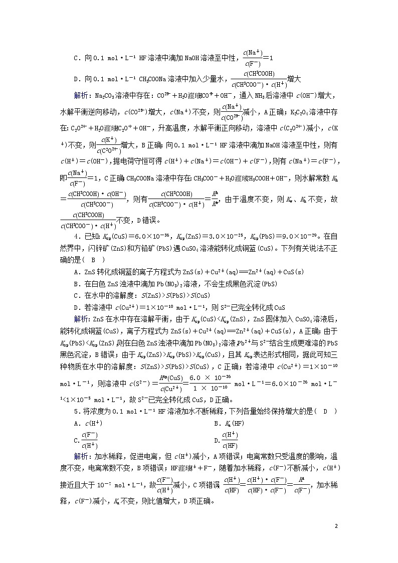 2020高考化学二轮复习能力提升训练8电解质溶液（含解析）02
