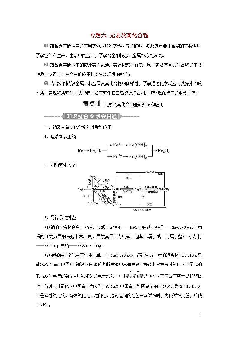 2020高考化学二轮复习专题六元素及其化合物教案01