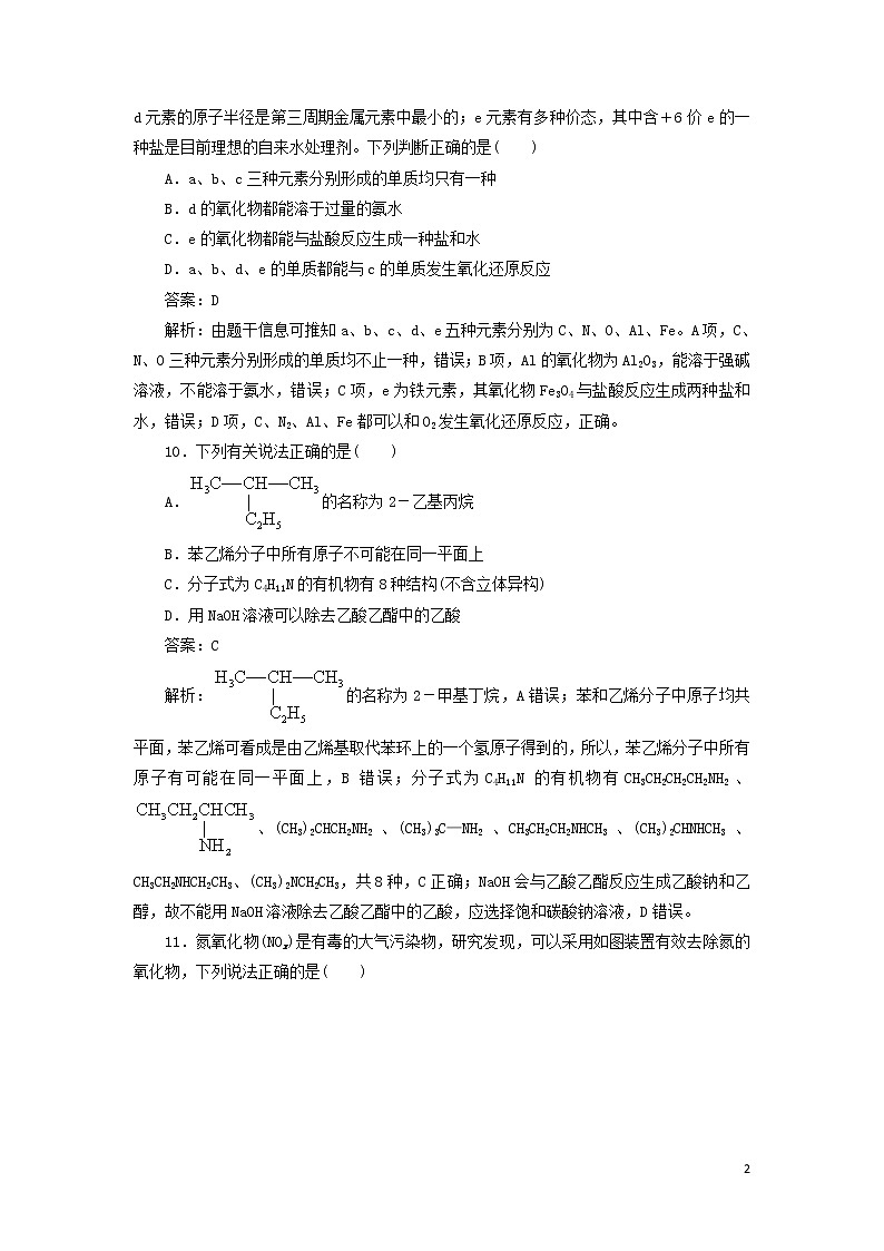 2020高考化学冲刺600分选择题标准练3（含解析）02