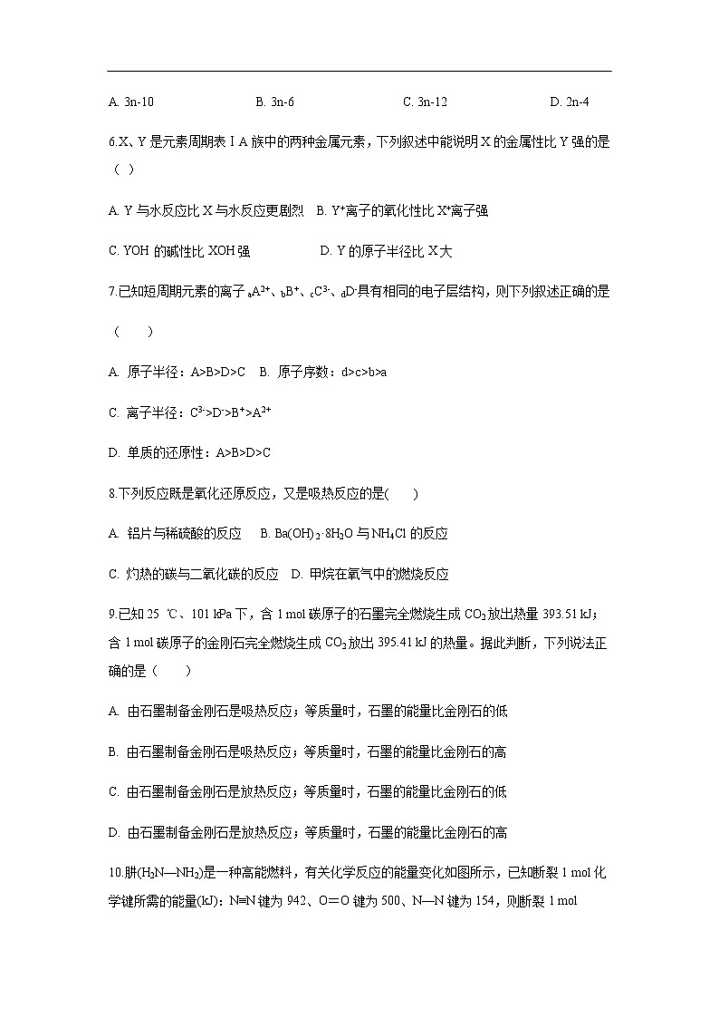 山西省晋中市和诚中学2019-2020学年高一下学期4月月考试题化学02