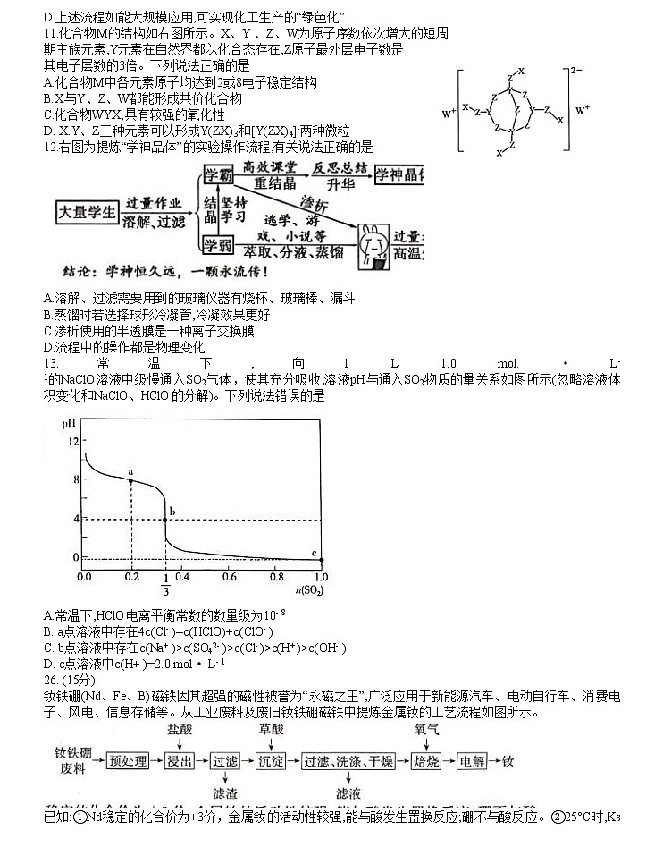 华中师范大学第一附属中学2020年高考押题考试理科综合化学试题Word版第2页