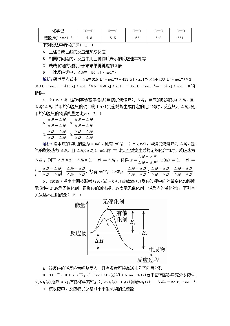 2020高考化学一轮复习第六章化学能与热能课时作业17化学能与热能（含解析） 练习02