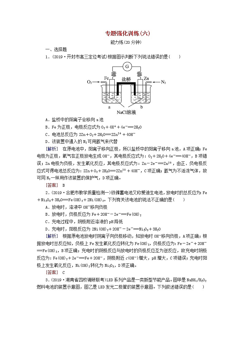 2020版高考化学二轮复习专题强化训练6电化学（含解析）01
